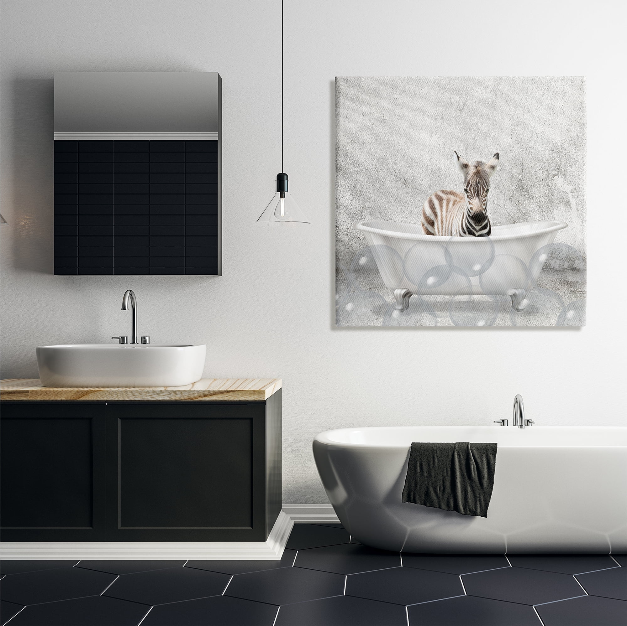 Stupell Industries Baby Zebra Bath Time Cute Animal Design Canvas Wall Art by Kim Allen
