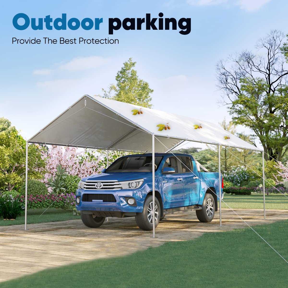 Quictent 10x20ft Heavy Duty Carport Canopy – White, Steel Frame, Waterproof & UV Resistant