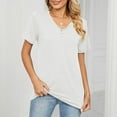 thumbnail image 5 of Womens Fashion Summer Tops 2025 Plus Size Solid Color V-neck Comfortable Loose T-shirt Blouse Casual Tops, 5 of 5