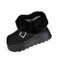 thumbnail image 6 of SYMOID Womens Black Winter Snow Boots - Platform Ankle Boots with Faux Faux Fur Collar Fleece Lined Warm & Anti-Slip Rubber Sole Gold Buckle,Size 39, 6 of 9