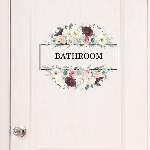 Adhesivos de pared para baño con flores de peonía pintadas a mano