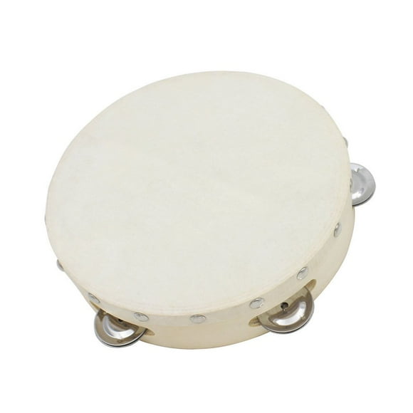 8” Main Tenu Tambour Cloche Bouleau Métal Jingles Percussions Jouet Éducatif Musical