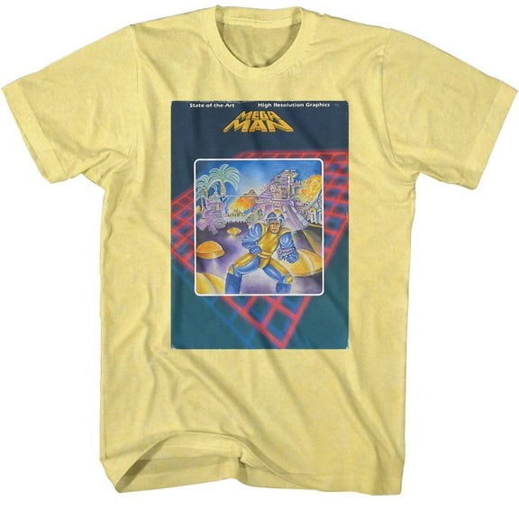 Mega Man Mega Cover Yellow Heather Adult T-Shirt M