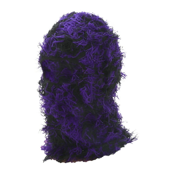 Unique Bargains 1 Pc Warm Face Mask Knitting Balaclava for Cycling Purple Black