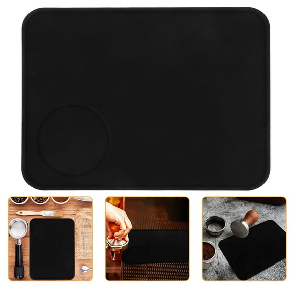 TEHAUX Black Silicone Espresso Machine Mat with Anti- and Features for Coffee Bar and Kitchen Counter
