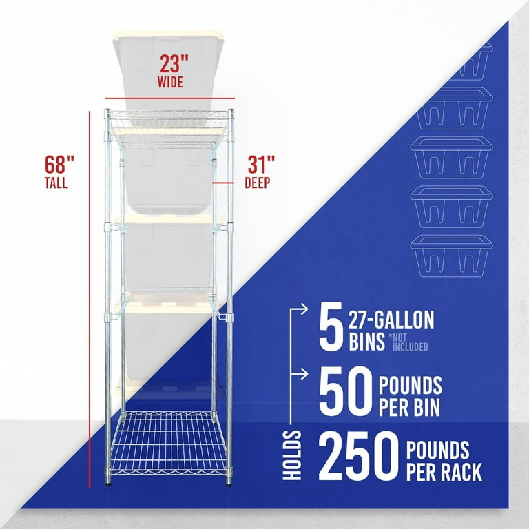 ZGOODWJ 5-Tier Steel Tote Rack - Maximize Space, Declutter