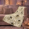thumbnail image 6 of Bumblebees with Wildflowers, Vintage Botanical Style for Garden Lovers, Bumblebee Floral Pattern, Cozy Flannel Blanket for Living Room and Bedroom, Birthday Gift and Cottage Home Decor, 6 of 9