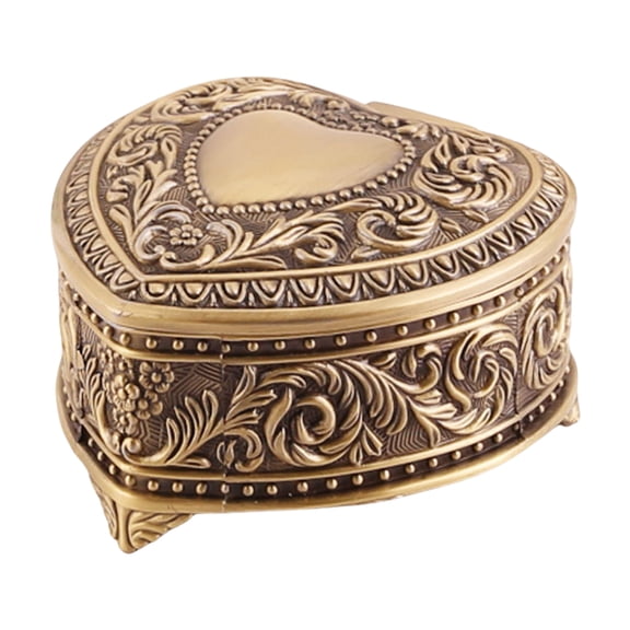 Misright Stylish Heart Shaped Jewelry Box Antique Style Rings Earring Necklace Holder