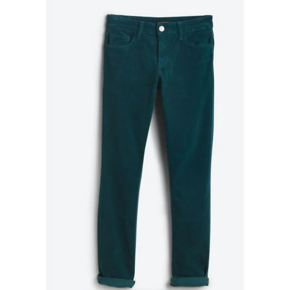 Prosperity TEAL GREEN Women's High Rise Slim Corduroy Pants, US 30