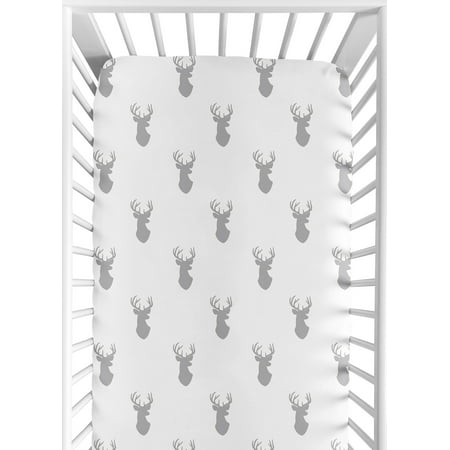 UPC: 0846480044703 | Stag Grey and White Collection Crib Sheet
