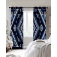 thumbnail image 3 of Boho Navy Blue Grey Blackout Curtains 84 Inches Long for Bedroom, Ethnic Geometric Southwestern Vintage Thermal Insulated Room Darkening Black Out Window Curtain Panels Grommet Drapes for Living Room, 3 of 8