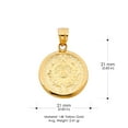 thumbnail image 3 of Ioka-14K Yellow Gold Calendario Azteca Charm Pendant with 2mm Flat Open Wheat Chain Necklace - 16", 3 of 4