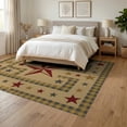 thumbnail image 3 of ODIKA 6'x9' Washable Area Rug Aged Farmhouse Checks Distressed Border Primitive Vintage Folk Playful for Dining Room, Under Table, Office Décor, Non-Slip Chair-Friendly, 3 of 7