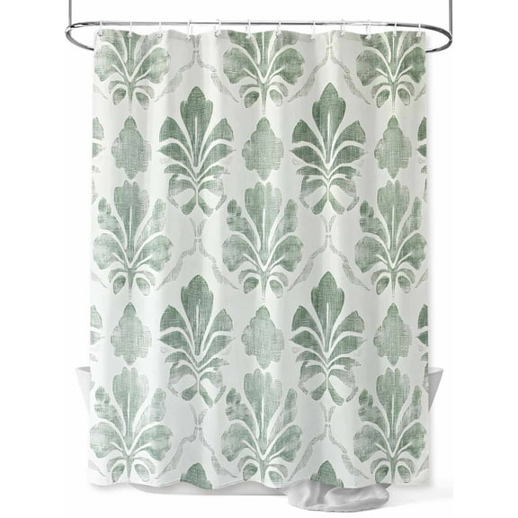 Boanket Polyester Fabric Sage Green Geometric Shower Curtain, Vintage Ethnic Abstract Art Waterproof Bathtub Curtain Bathroom Decor Set with Hooks 36 x 72 Inches,