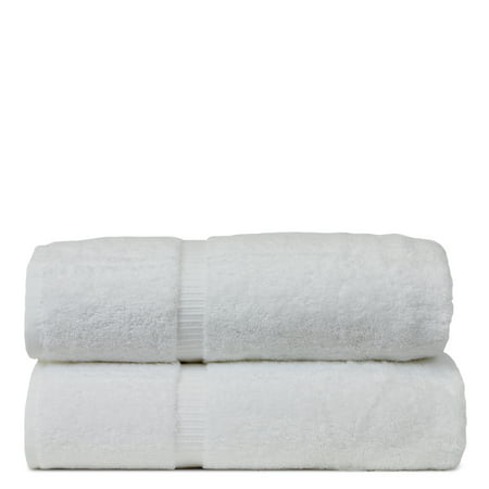 Luxury Hotel & Spa Towel Turkish Cotton Bath Towels - White - Dobby Border - Set of