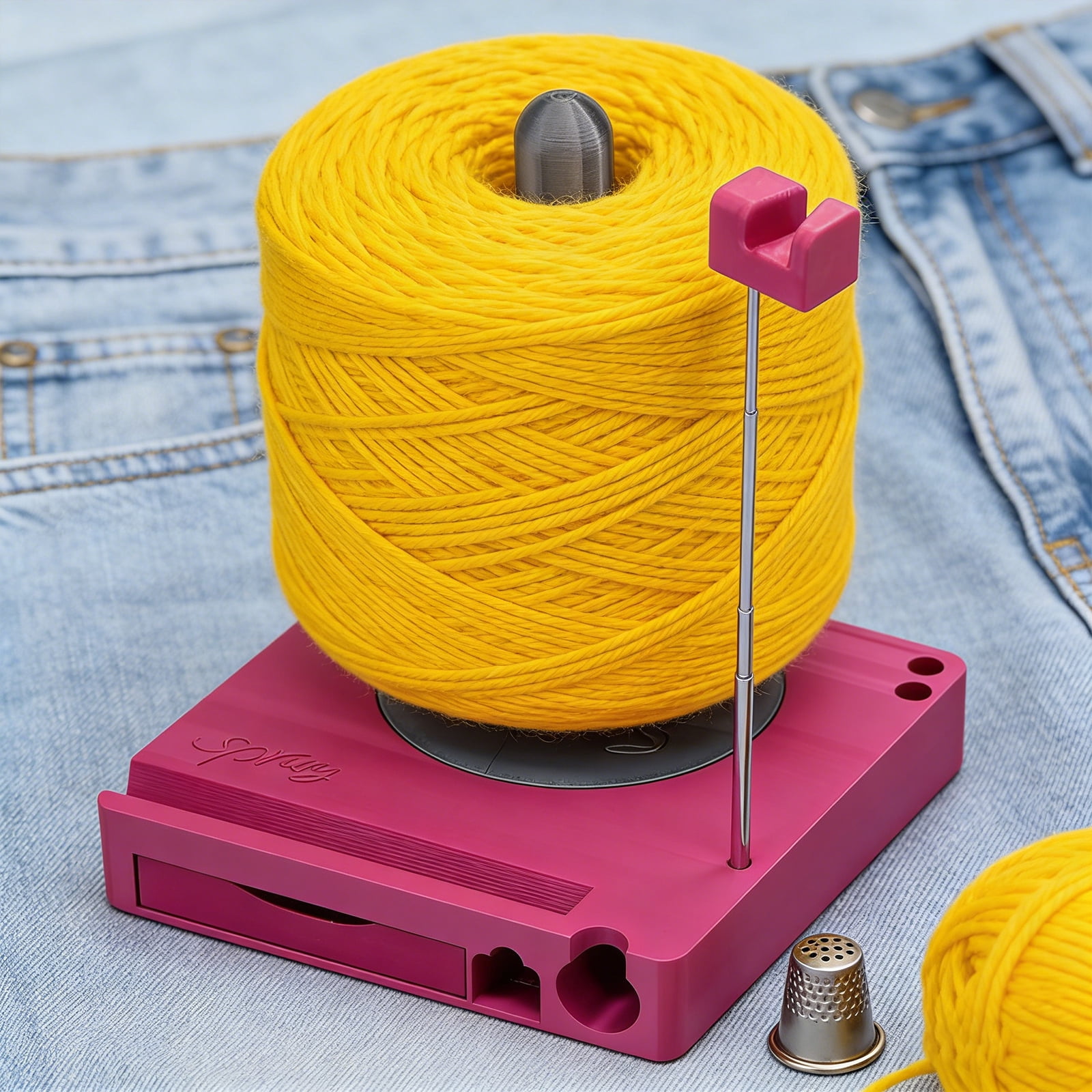 Yarn Winder, Electric Yarn Ball Winder for Crocheting, Crochet Caddy with Phone Stand, Compact Yarn Cake Winder with Strong Tension Stepless Speed, Automatic Yarn Spinner Wool Winder