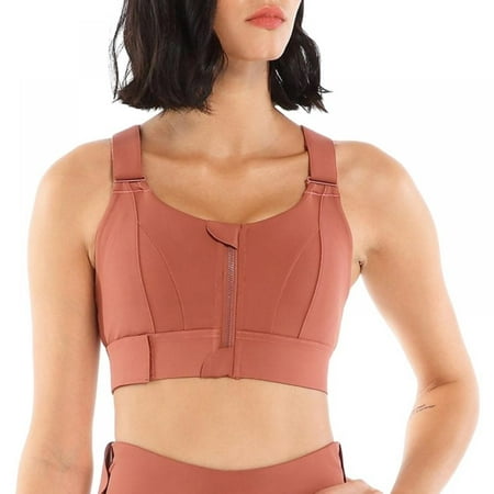 

Valcatch Women s High Support Push Up Zip Front Close Padded Sports Bra Wireless Cross Back Support Front Zip Sports Bra