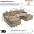 thumbnail image 2 of 106.1'' Modular Sectional Sofa, Chesterfield Velvet U-Shaped Couch, Upholstered 3-Seater Sofa with 2 Ottomans, Button Tufted, Tassel Fringe Skirt, Deep Couches for Living Room, Bedroom, Camel, 2 of 11