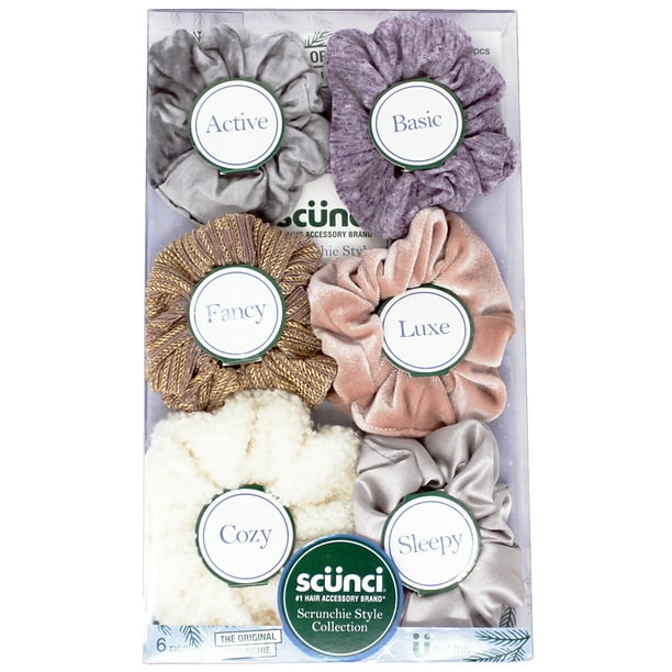 Scunci Scrunchie Style Collection Gift Set, 6 pcs