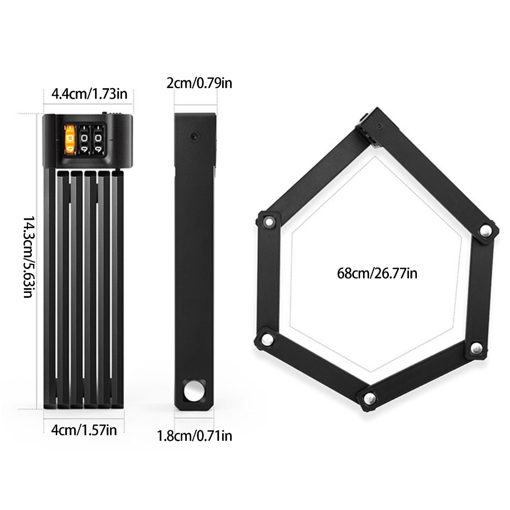 MOMOJIA Light weight Folded Bike Lock Zincs Alloys Cores Rustproof Flexible Angles Adjustment For MotorcyclesScooters