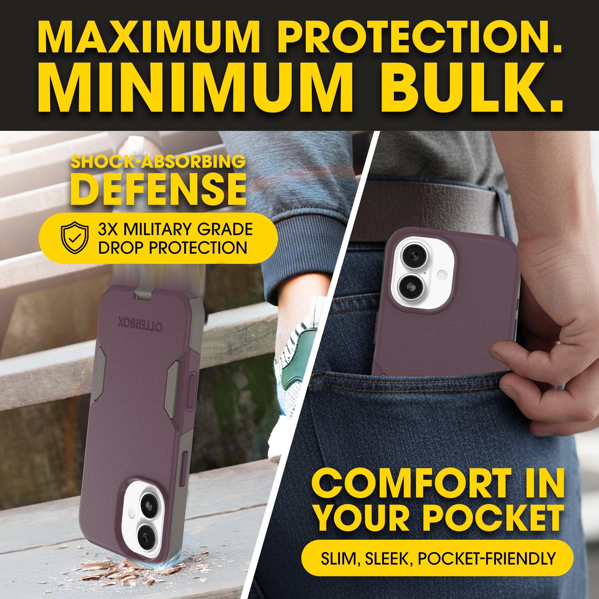 OtterBox iPhone 17 (Only) – Commuter Series Case – Built-In MagSafe – Thin, Dual-Layer, Pocket-Friendly, Port Cover – Purple-ish on Purpose