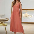 thumbnail image 3 of SELONE Jumpsuits for Women Dressy Loose Fit Long Pant Sleeveless Ladies Travel Comfortable 2023 Vacation Womens Jumpers and Rompers Casual High Waist Solid Color Single Bucklestraight Tube Red M, 3 of 8