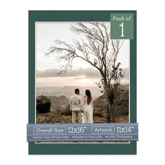 Forest Green Picture Frame Mat for 12x16 Frames - Fits 11x14 Photos - 1 Mat