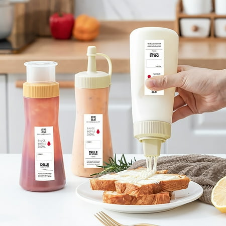 

Riguas 350ML Sauce Bottle Good Sealing Self-labeling Sticker Dustproof Honey Salad Condiment Dispenser for Restaurant
