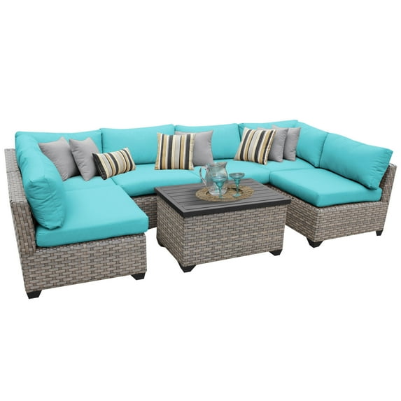 Hampton 7 Piece Outdoor Wicker Patio Furniture Set 07a
