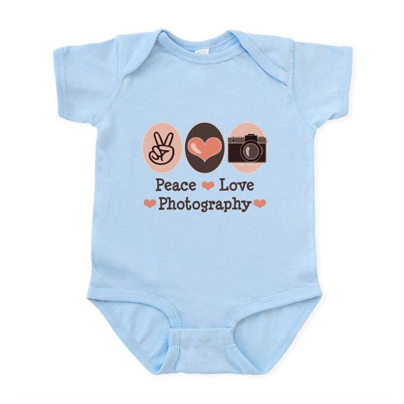 CafePress - Peace Love Photography Camera Infant Bodysuit - Baby Light Bodysuit, Size Newborn - 24 Months