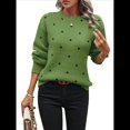 thumbnail image 2 of Suéteres de Lunares para Mujer, Jersey de Punto de Larga y Cuello Redondo. Verde S, 2 of 9