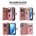thumbnail image 4 of Dteck OnePlus Nord N200 5G Case, Heavy Duty 15 Card Slots Large Capacity Zipper Pocket 2 in 1 Wallet Phone Case for OnePlus Nord N200 5G, Pink, 4 of 6