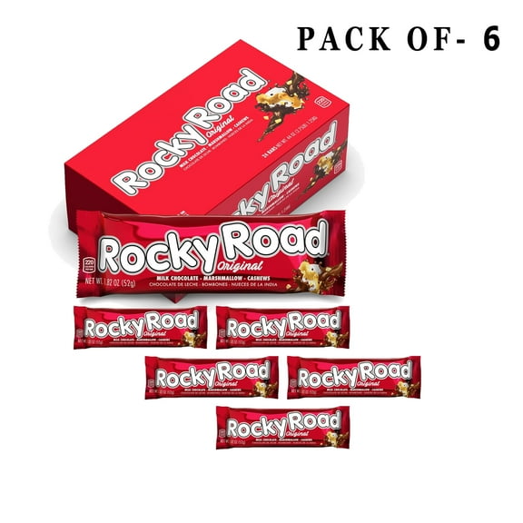 Pack Of 6 Rocky Road Original Milk Chocolate Marshmallow Cashew | 1.8 Oz Per Bar | Buy From GOLDENROW