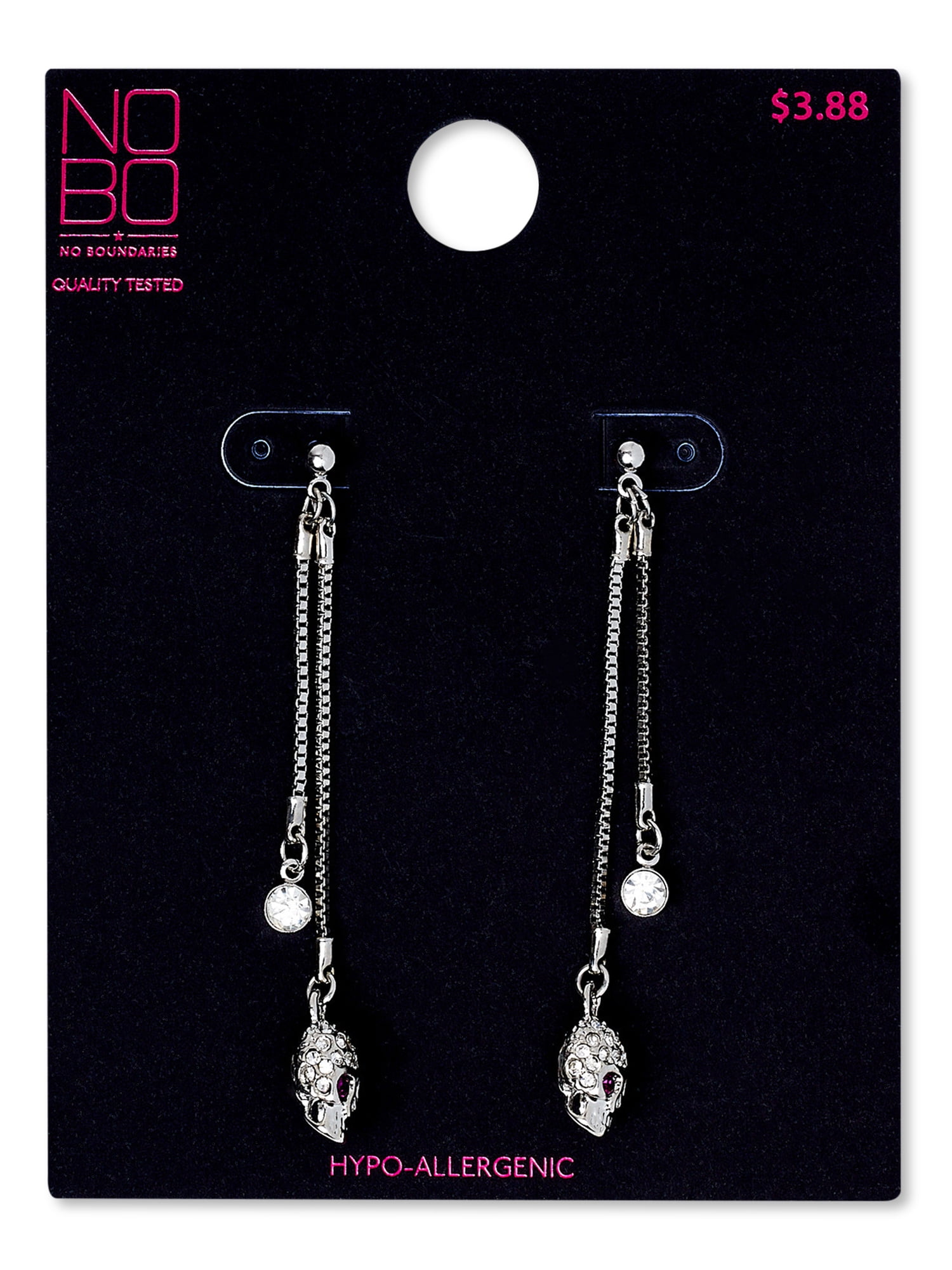 No Boundaries Silver-Tone Skull Dangle Earrings