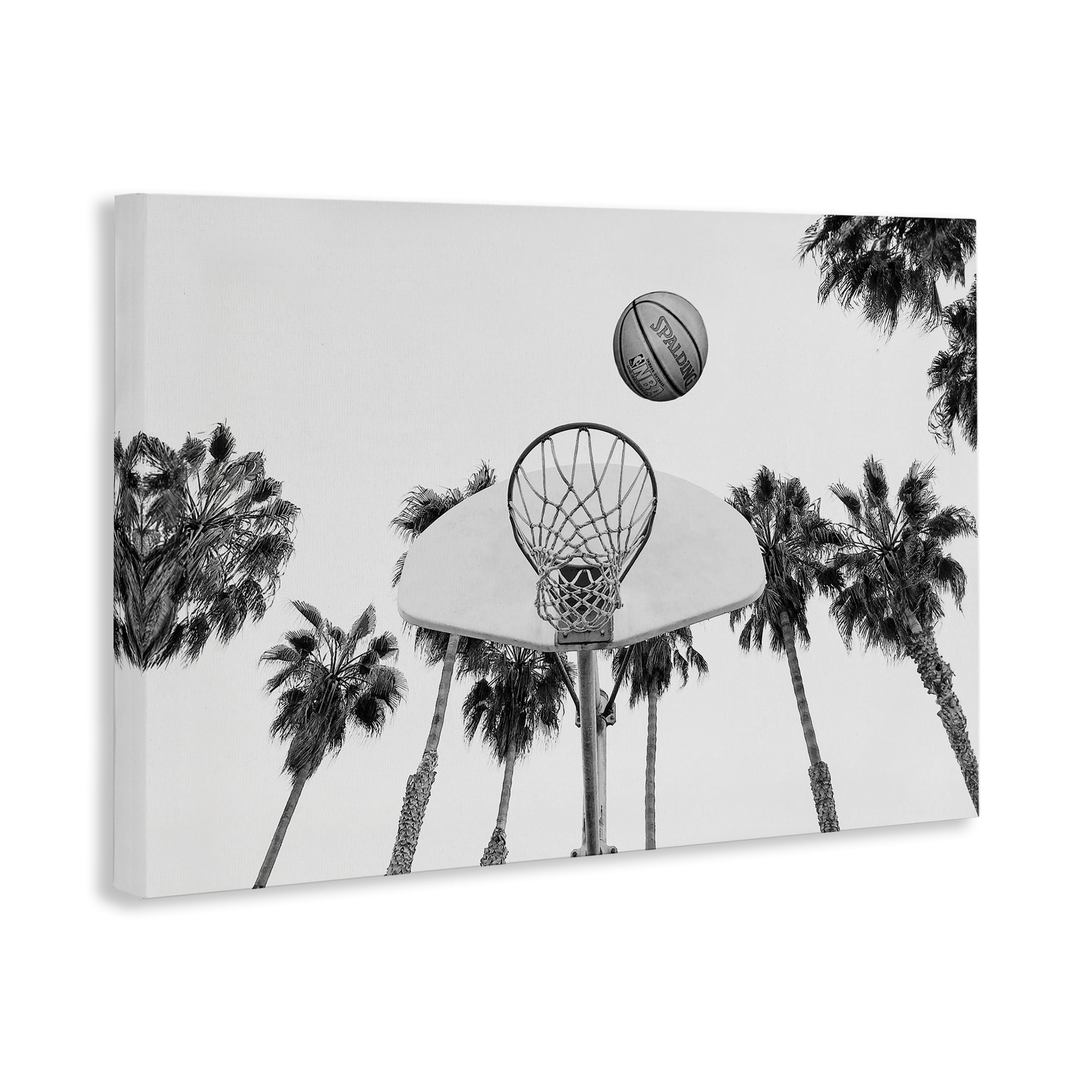 Stupell Industries Basketball Hoop with Palms Sports Painting Wrapped Canvas Art Print Wall Art, 36 x 24
