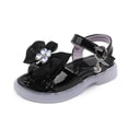 thumbnail image 6 of KPOPLK Girls Sandals Open Toe Cute Flats Dress Sandals Summer Cross Strappy Shoes Toddler/Little Kid/Big Kid Size 8,Black, 6 of 8