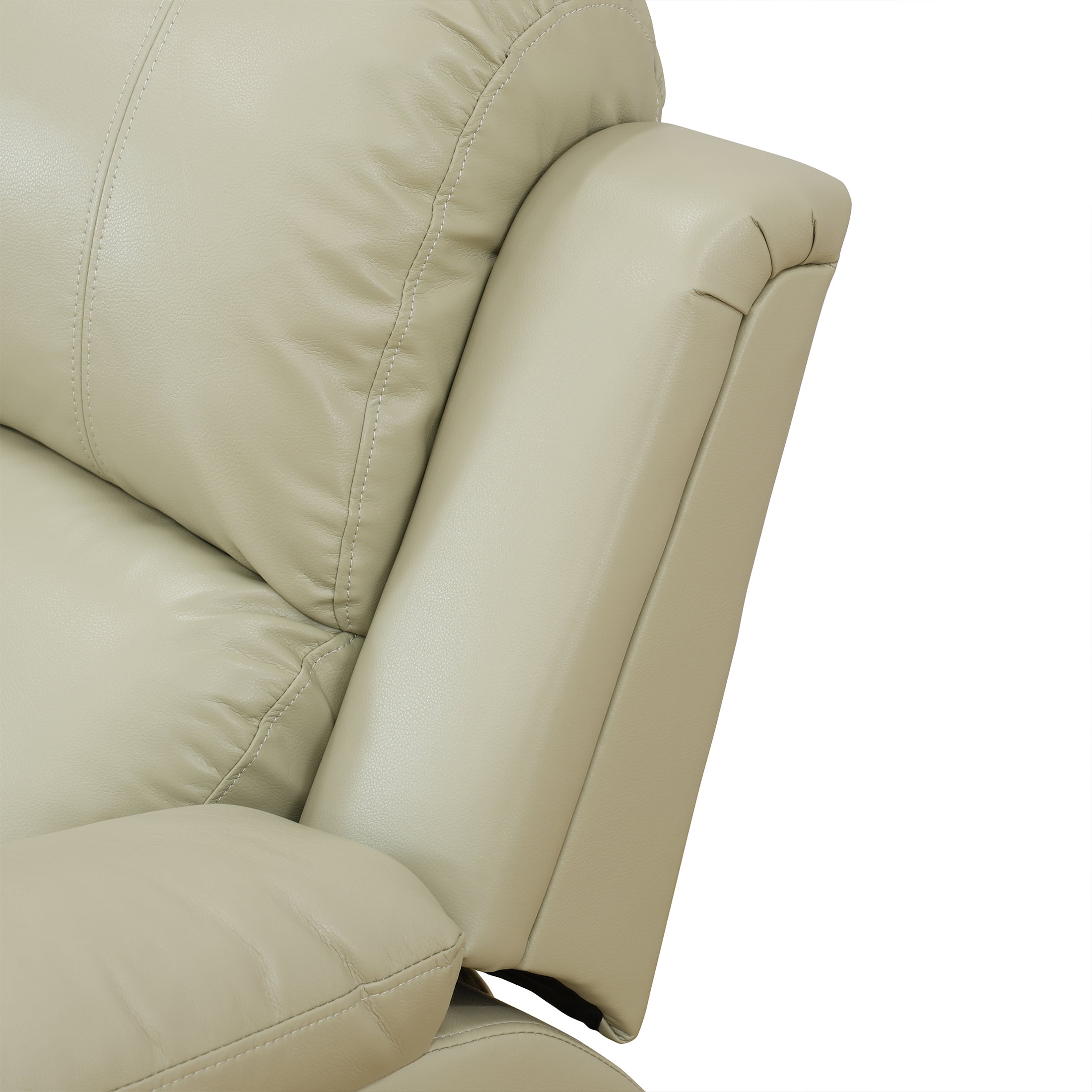AUKFA 3 Seats Recliner Sofa Chair, Home Theater Sofa with Flipped Backrest and Cupholder, Beige