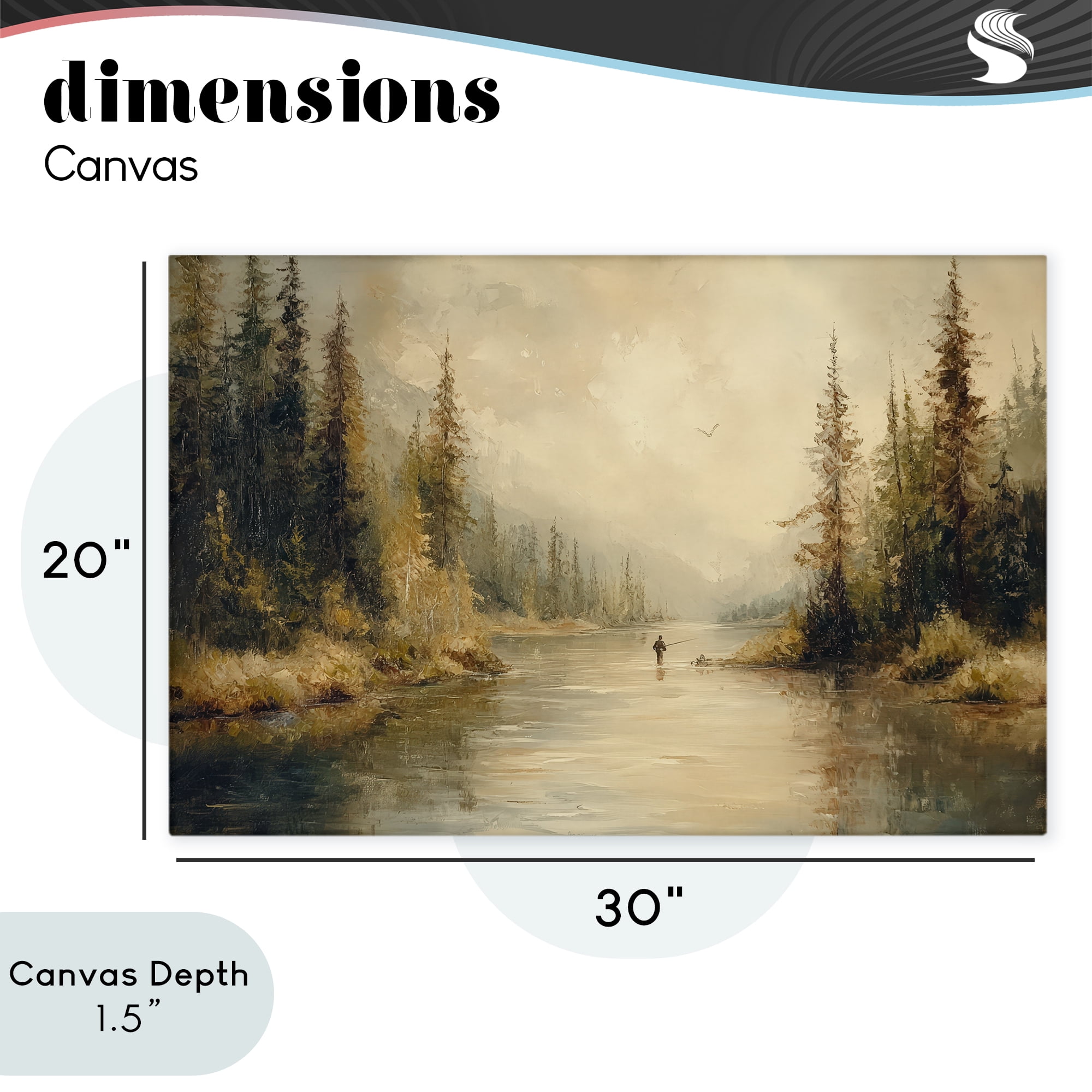 Stupell Industries Fly Fisher at Misty River Canvas Wall Art, design by Petal Prints Design