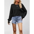 thumbnail image 4 of Suéter de Mujer de Otoño, Cuello Redondo, Tipo Murciélago, Estilo Pullover Negro M, 4 of 7