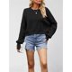 thumbnail image 4 of Suéter de Mujer de Otoño, Cuello Redondo, Tipo Murciélago, Estilo Pullover Negro L, 4 of 7