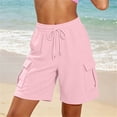 thumbnail image 4 of biudgviw Women's Sweat Shorts with Multi Pockets Drawstring Elastic Waist Cargo Shorts Comfy Textured Baggy Shorts for Gym Workout, 4 of 7