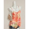 thumbnail image 5 of Orange Floral Print Camisole Tank Top With Tie Front And Spaghetti Straps, 5 of 8