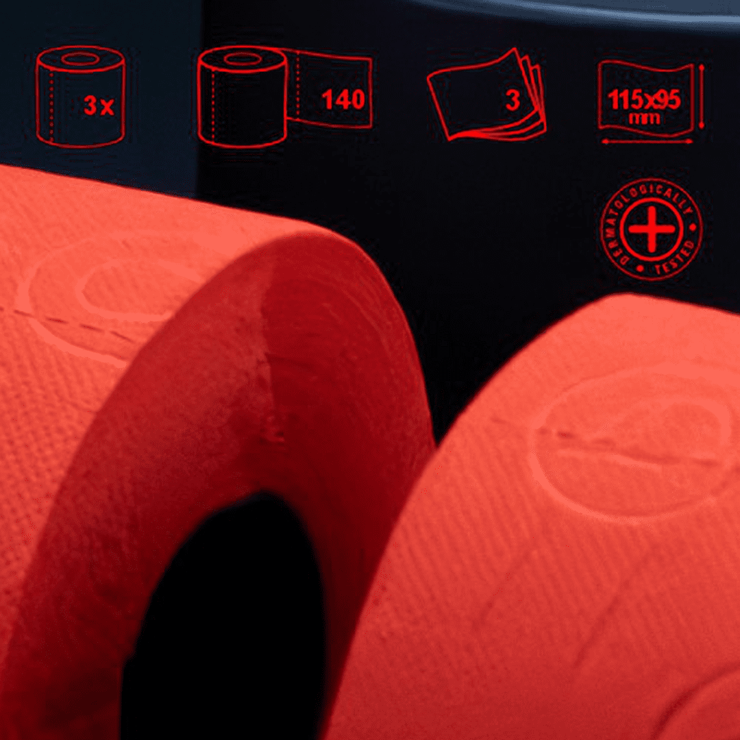 Renova  Luxury Scented Colored Toilet Paper Gift Box 3 Rolls 3-Ply Bath Tissue - Gift Box 3 Rolls Red