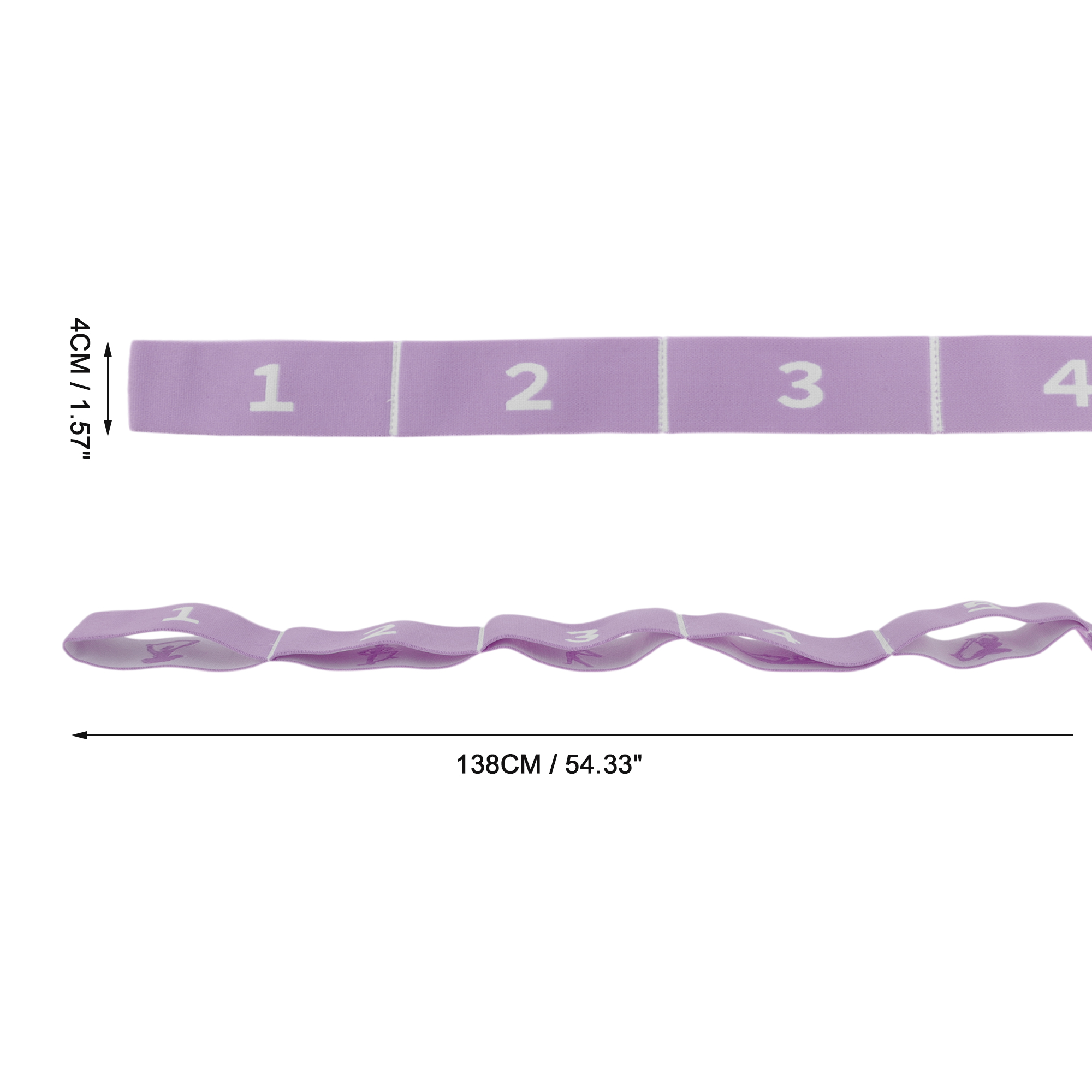 Unique Bargains Women 12 Grids Yoga Stretch Bands for Gym Stretching Exercise Purple