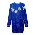 thumbnail image 4 of Fiaer Christmas Snowflake Long Sleeve Dress for Women Sweatshirt Dress Fall Fashion Outfits Casual Mini Dress Blue XXXL, 4 of 5