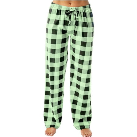 

OGLCCG Women s Pajama Pants Plaid Drawstring Comfy Pj Bottoms Casual Loose Wide Leg Lounge Pants Sleepwear with Pockets