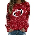 thumbnail image 4 of Cnbwig Fashion Hoodies for Women Sweatshirts Long Sleeve Crewneck Sweatshirt Football Glitter Print Sequins Loose Winter Top Soft Blouse Top Casual Fall Clothes 2025 Workout Shirt A24-Red XXL, 4 of 5