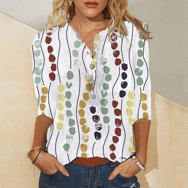 Puntoco Camisas y Blusas 3/4 para Mujer, Camiseta de Verano para Mujer Cuello Redondo Flores Impreso Tops Sueltos Camisetas de Manga Corta para niña Puntoco Puntoco-7962