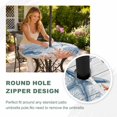 thumbnail image 4 of Round Outdoor Tablecloth with Umbrella Hole and Zipper, Navy Blue Coastal Tablecloth with Elastic Waterproof, Nautical Summer Beach Ocean Coral Wooden Patio Table Covers for 31" - 35" Pool Tables, 4 of 9