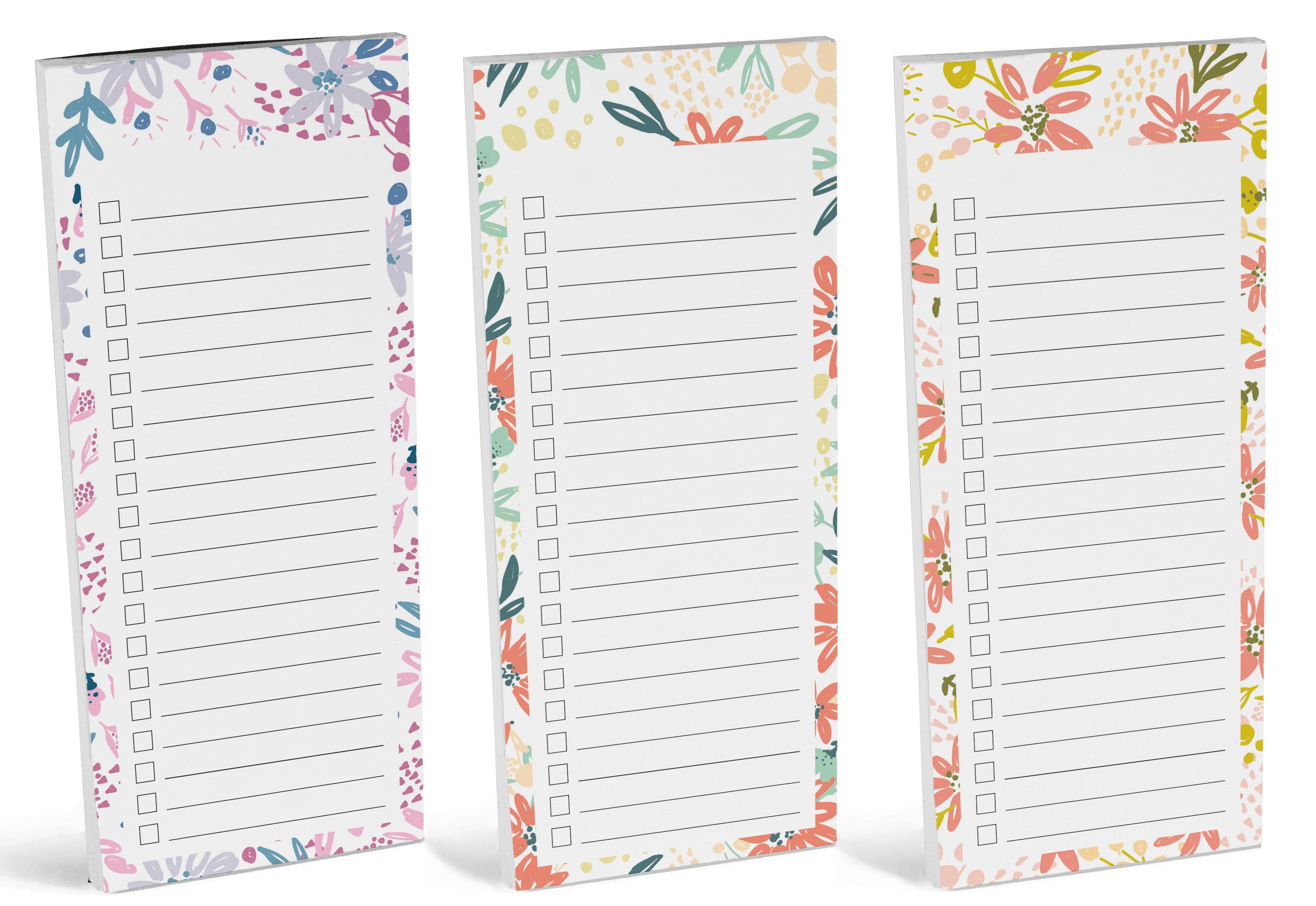 Inkdotpot Packof3MagneticFridge To-Do List Notepads,MagneticMemo Pads For Refrigerator,Florals Design(50 Sheets Each)